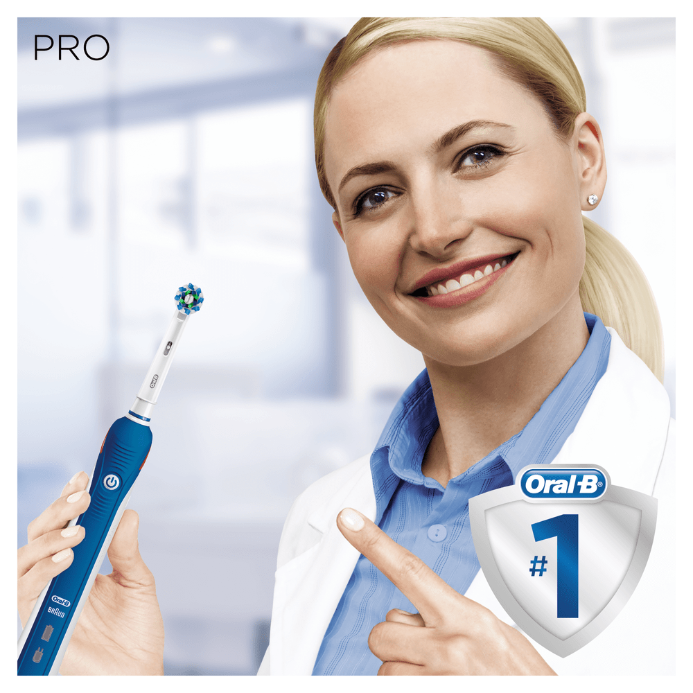 Cepillo Eléctrico - Oral B PRO 2000 Cross action, Cepillado 3D, Sensor de presión con luz, 2