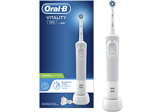 Cepillo de dientes - Oral-B Vitality 100 CrossAction, 2D, Temporizador, Blanco