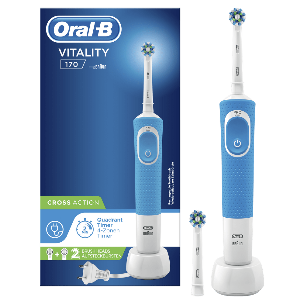 Cepillo de dientes - Oral-B Vitality 170 CrossAction, 2D, Temporizador, Azul