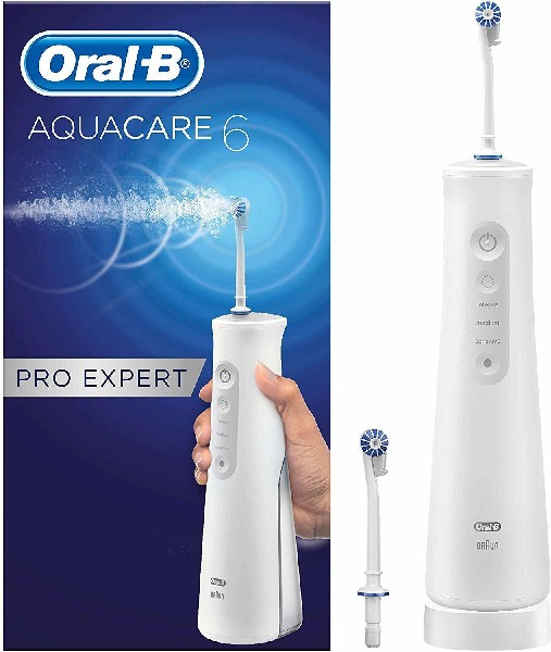 Irrigador - Oral-B Aquacare 6 Pro-Expert, 6 modos y 3 intensidades, Blanco