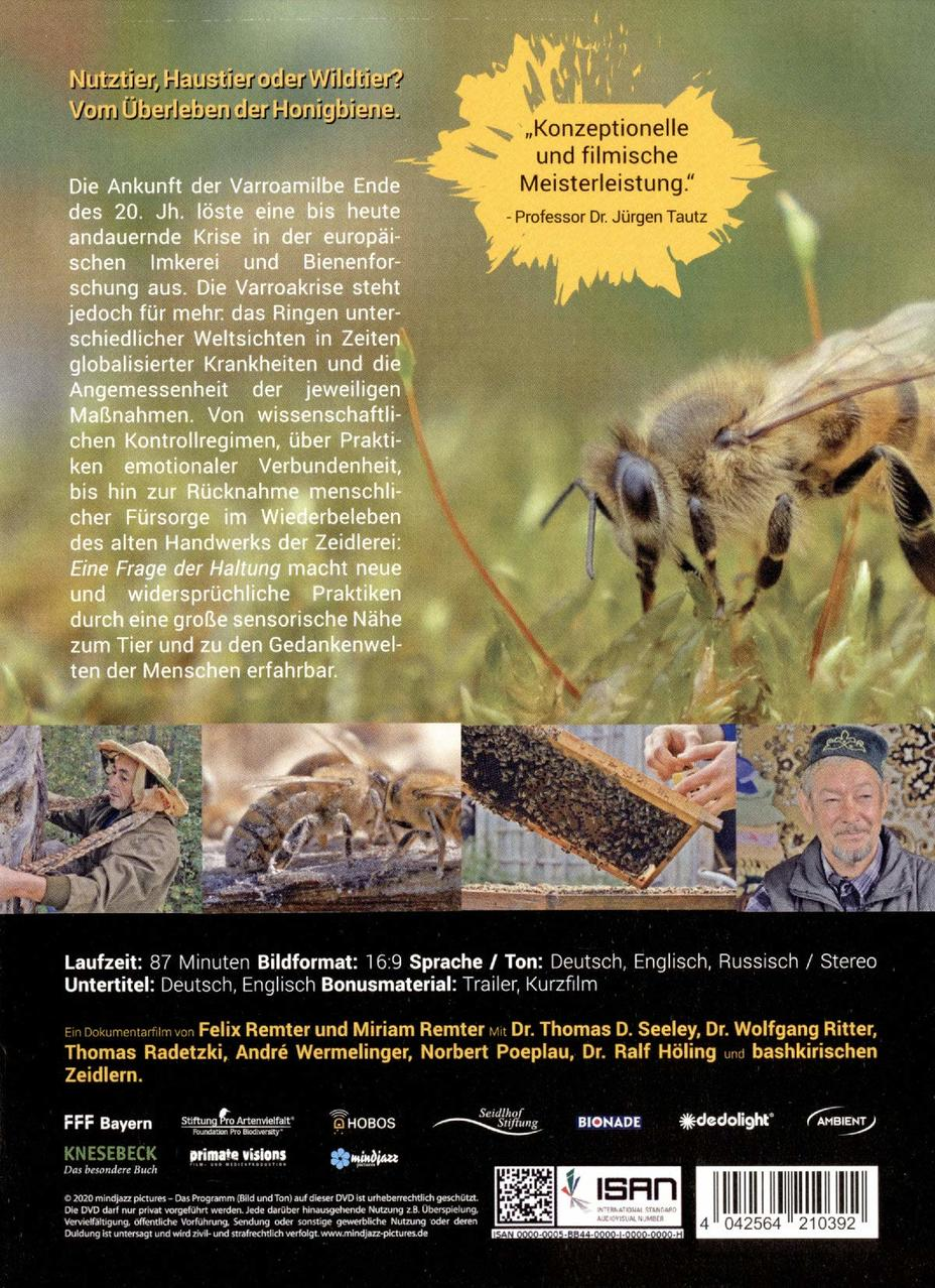 Bienenposter mit Bienen, Text und Bildern von Imkern.