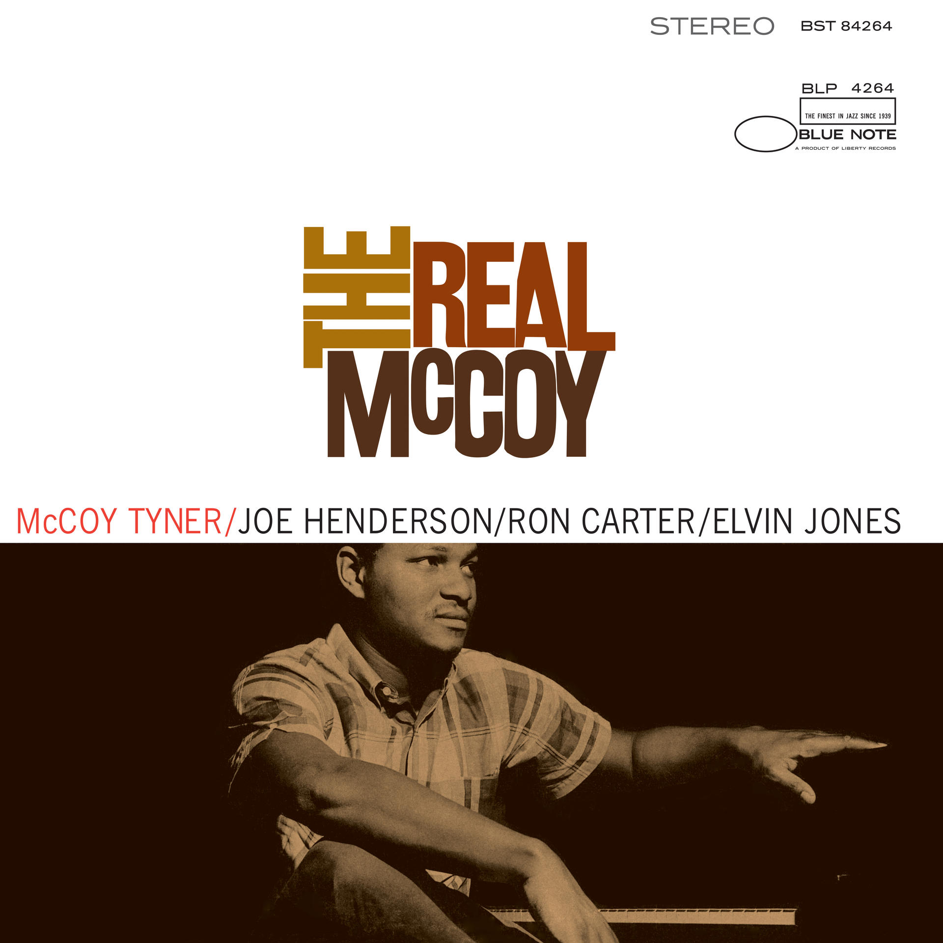 Albumcover: The Real McCoy von McCoy Tyner, mit einem Schwarzweißfoto eines Mannes.