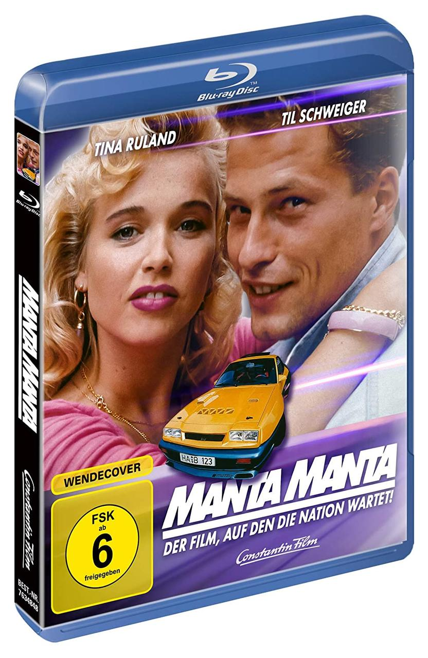 DVD-Hülle mit einer blonden Frau und einem Mann, die vor einem gelben Auto posieren.