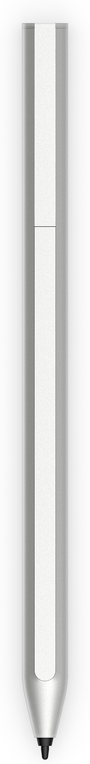 Ein silberner Eingabestift mit schwarzer Spitze.