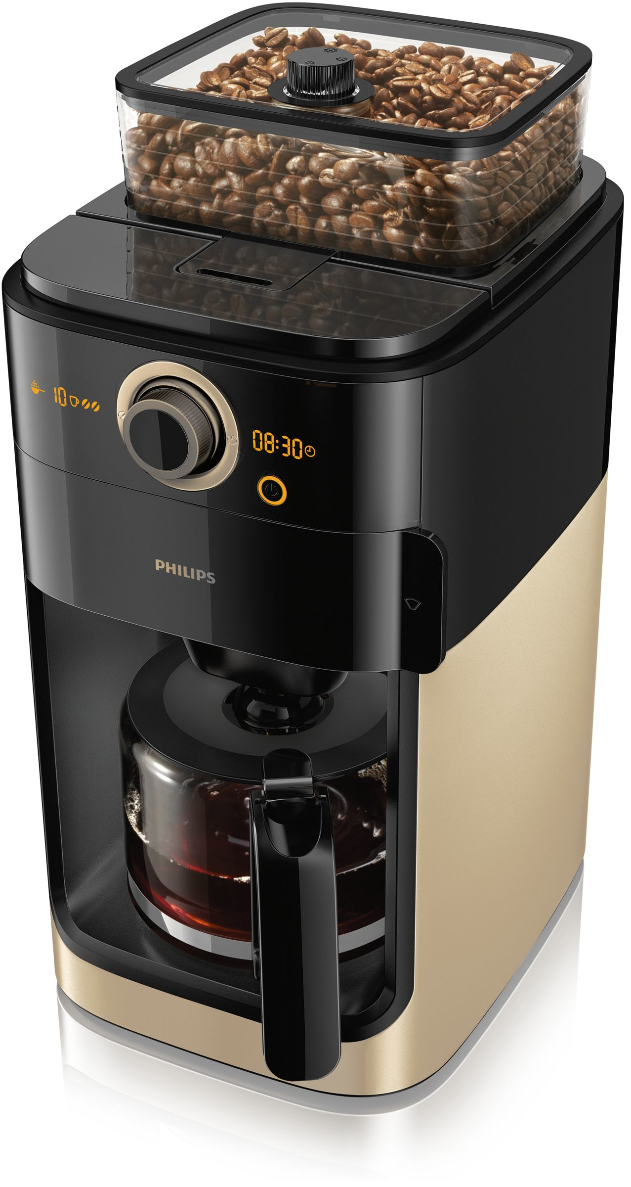 PHILIPS Kaffeemaschine HD7768/90 mit Mahlwerk Grind & Brew mit Timer schwarz-edelstahl