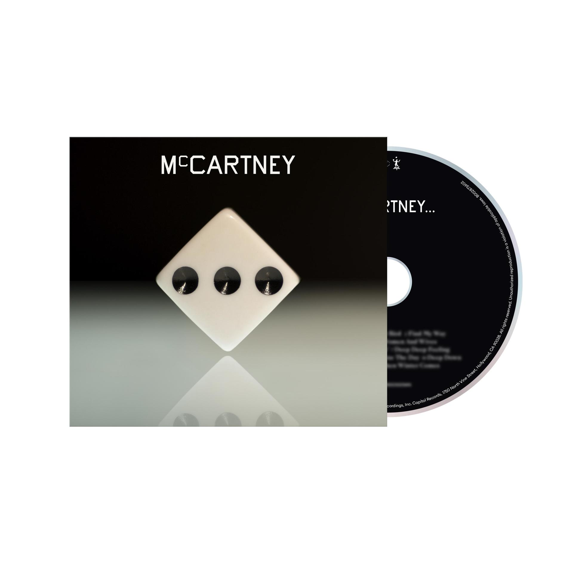 Album borító fehér kockával és McCartney címmel. A CD a jobb oldalon van.