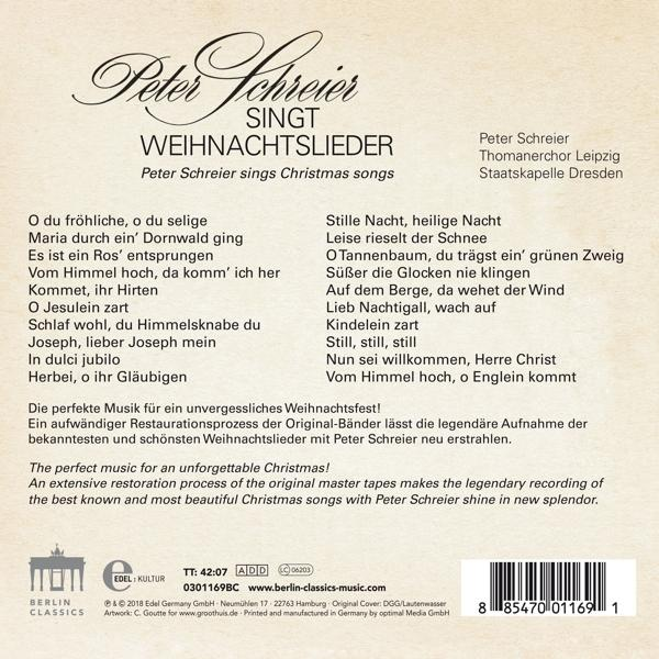 CD-Cover mit deutschem Text und Logo, mit einer Liste von Weihnachtsliedern.