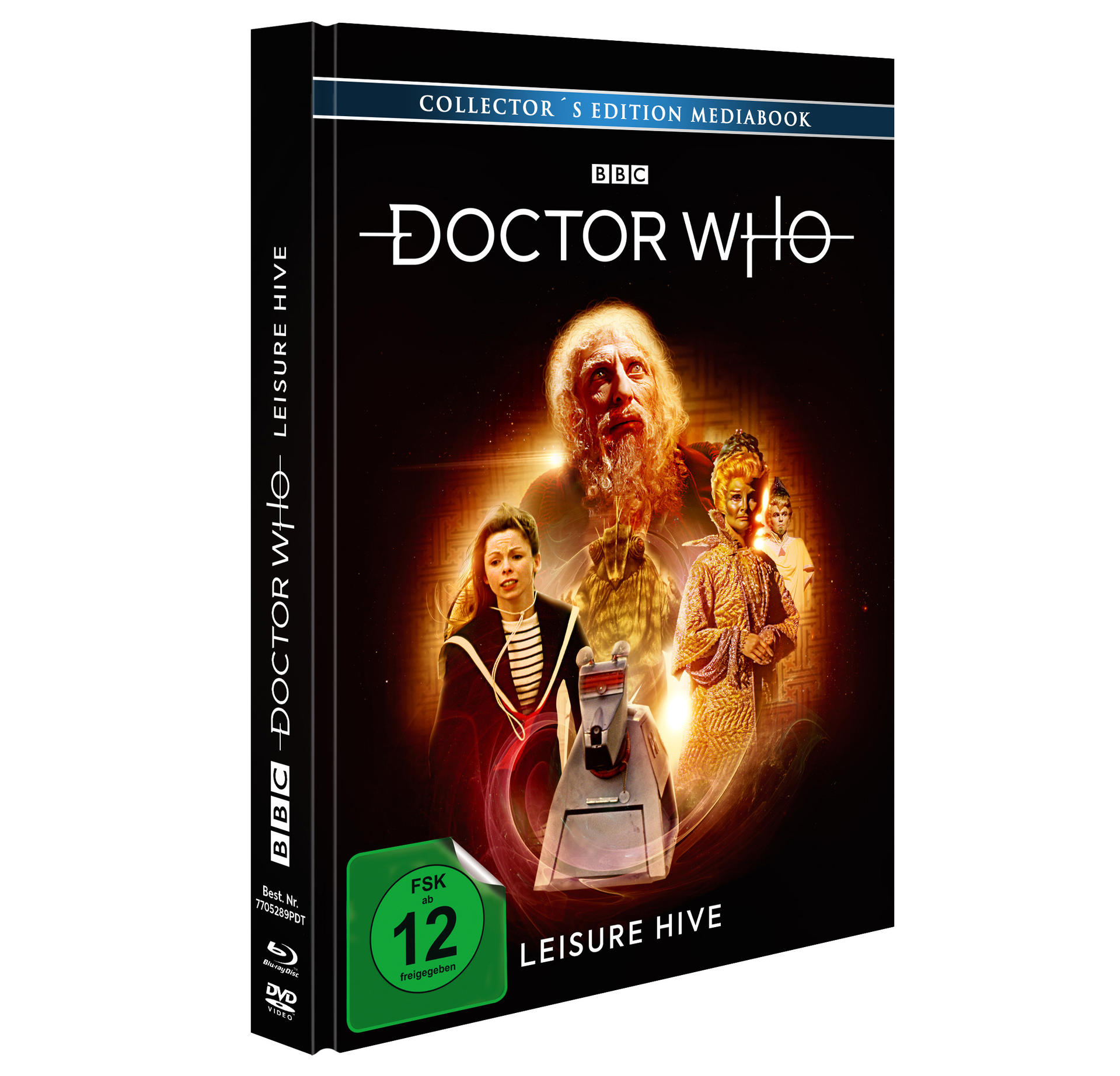 Doctor Who DVD-Hülle mit Bildern von Charakteren und dem Titel 'Leisure Hive'.