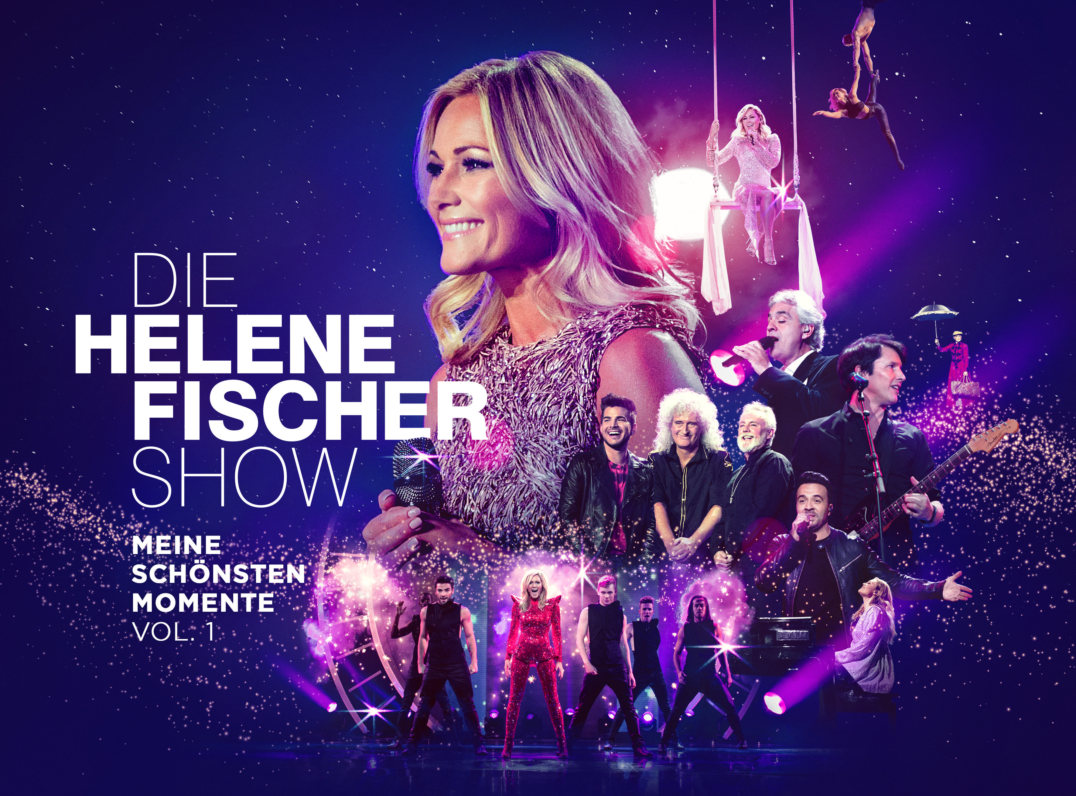 Poster der Helene Fischer Show. Fischer lächelt, mehrere Künstler. Text: Die Helene Fischer Show.