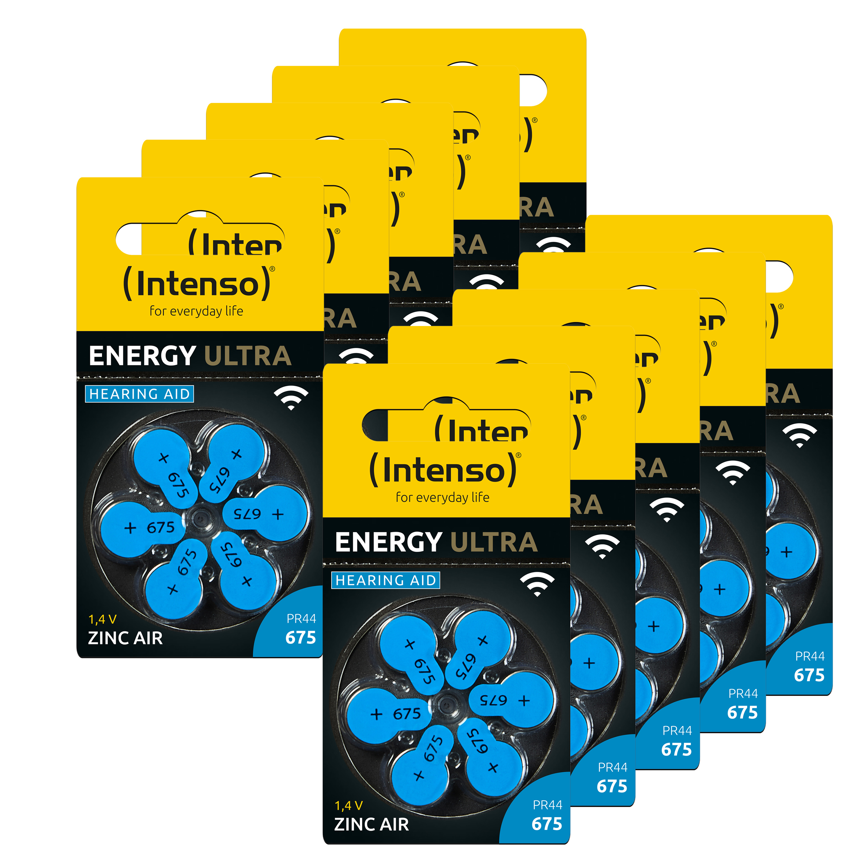 INTENSO 7504446MP PR44 - 675 Hörgeräte Batterie, Zink Luft (Zn / O2), 1.45 Volt, Bis zu 108 Stunden (540 mAh) 60