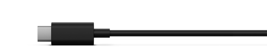 Schwarzes USB-C-Kabel mit einem USB-C-Anschluss an einem Ende.