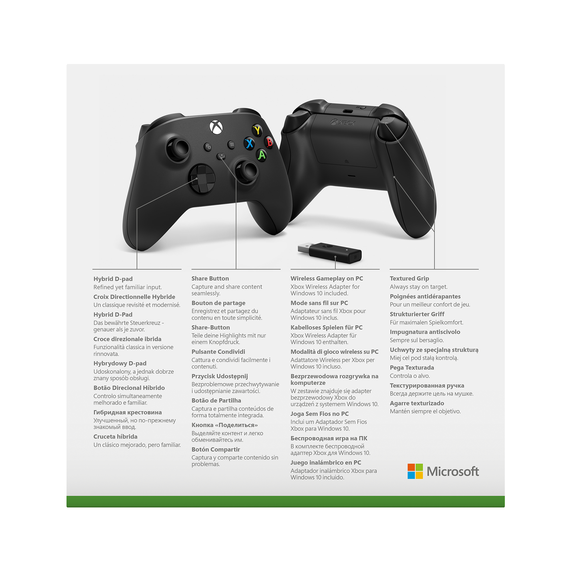 MICROSOFT Wireless Controller+ Wireless Adapter für Windows 10 Controller Schwarz für PC, Xbox One, Xbox Series X, Xbox Series S