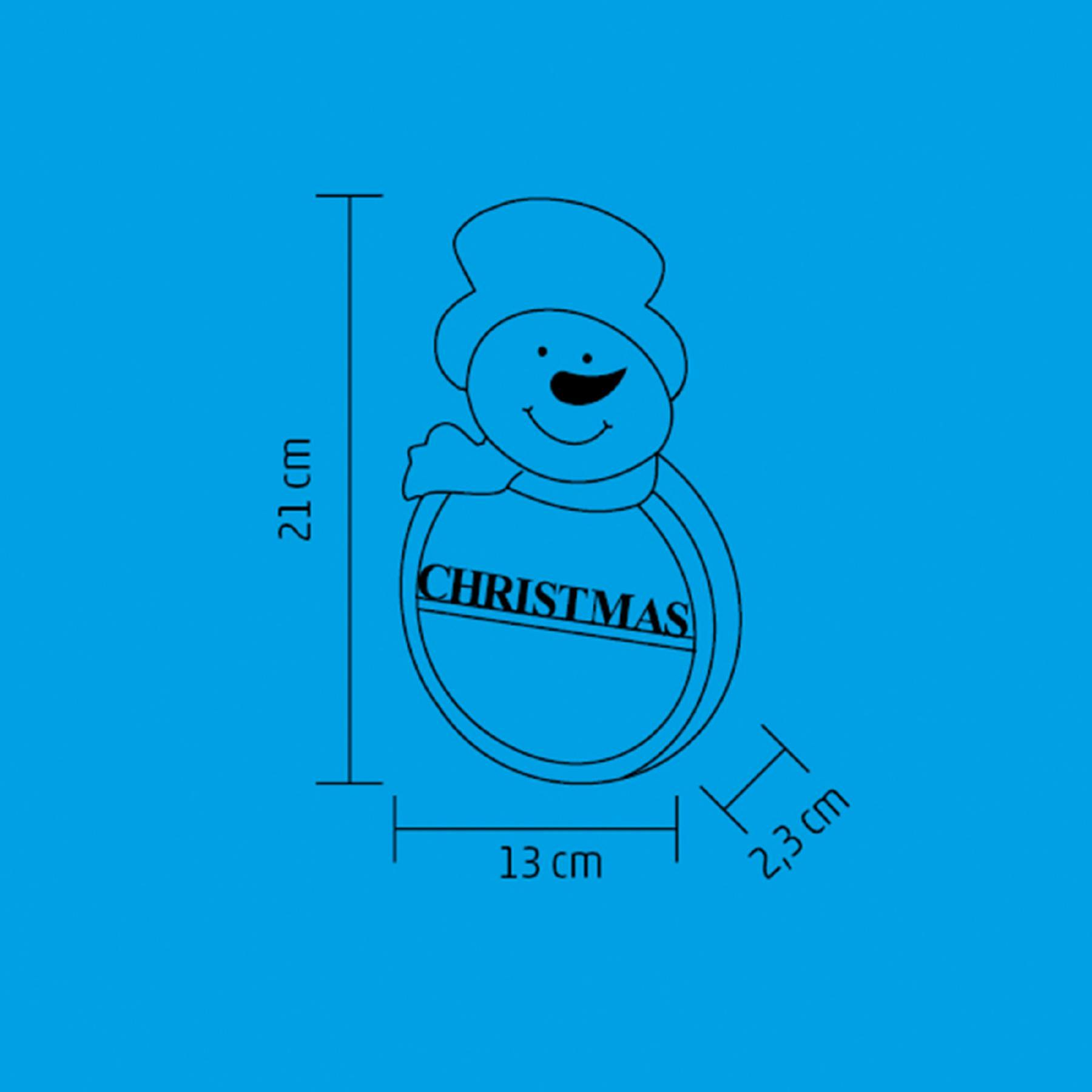 Kék háttér hóember grafikával és a "CHRISTMAS" szóval egy körben.