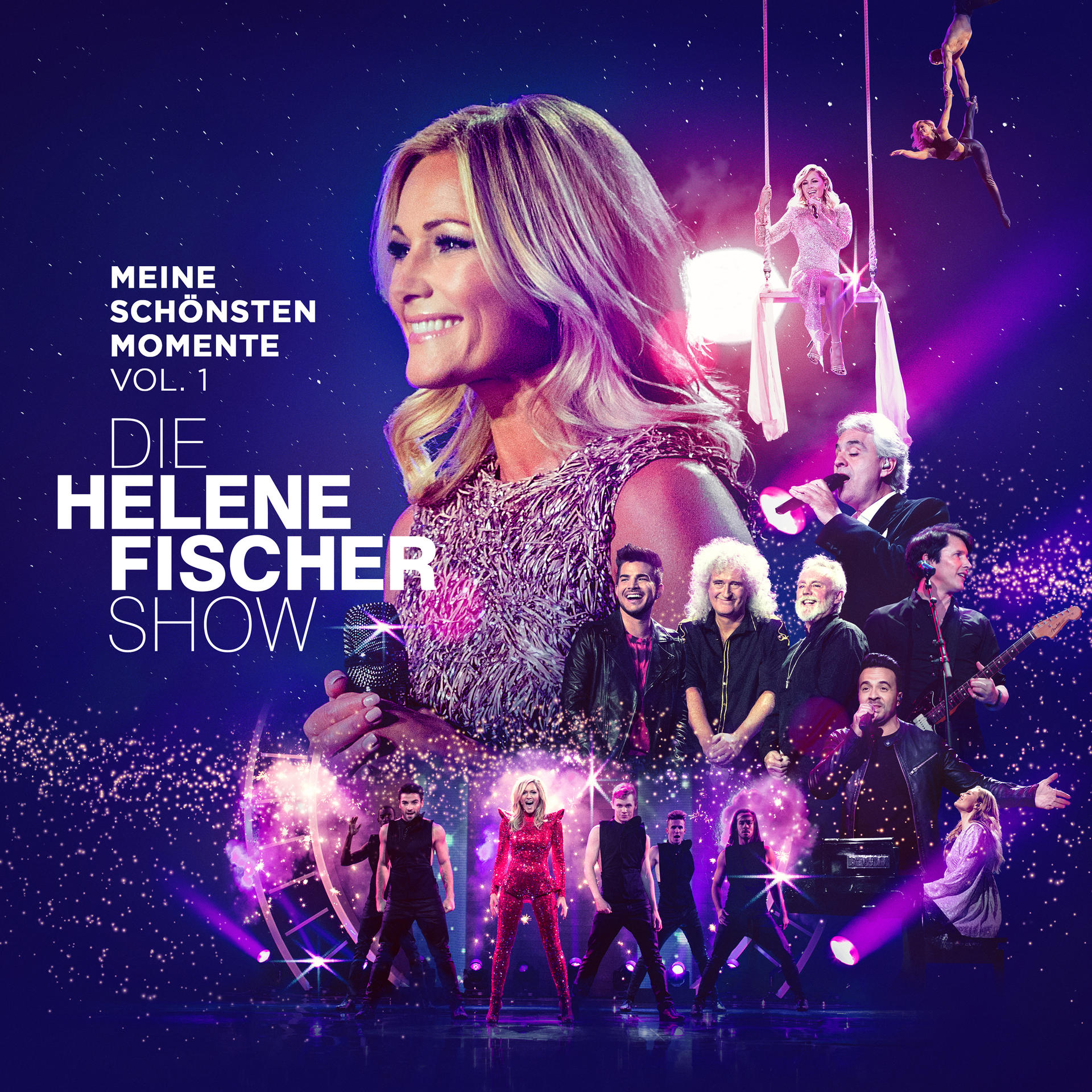 Albumcover mit Helene Fischer. Sie lächelt in ein Mikrofon, mit vielen Menschen und Lichtern.