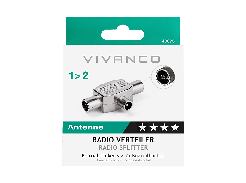 Vivanco 48075 Radio-Zweifachverteiler, Vollgeschirmt; Radio Zweifachverteiler — Foto 2 von 2