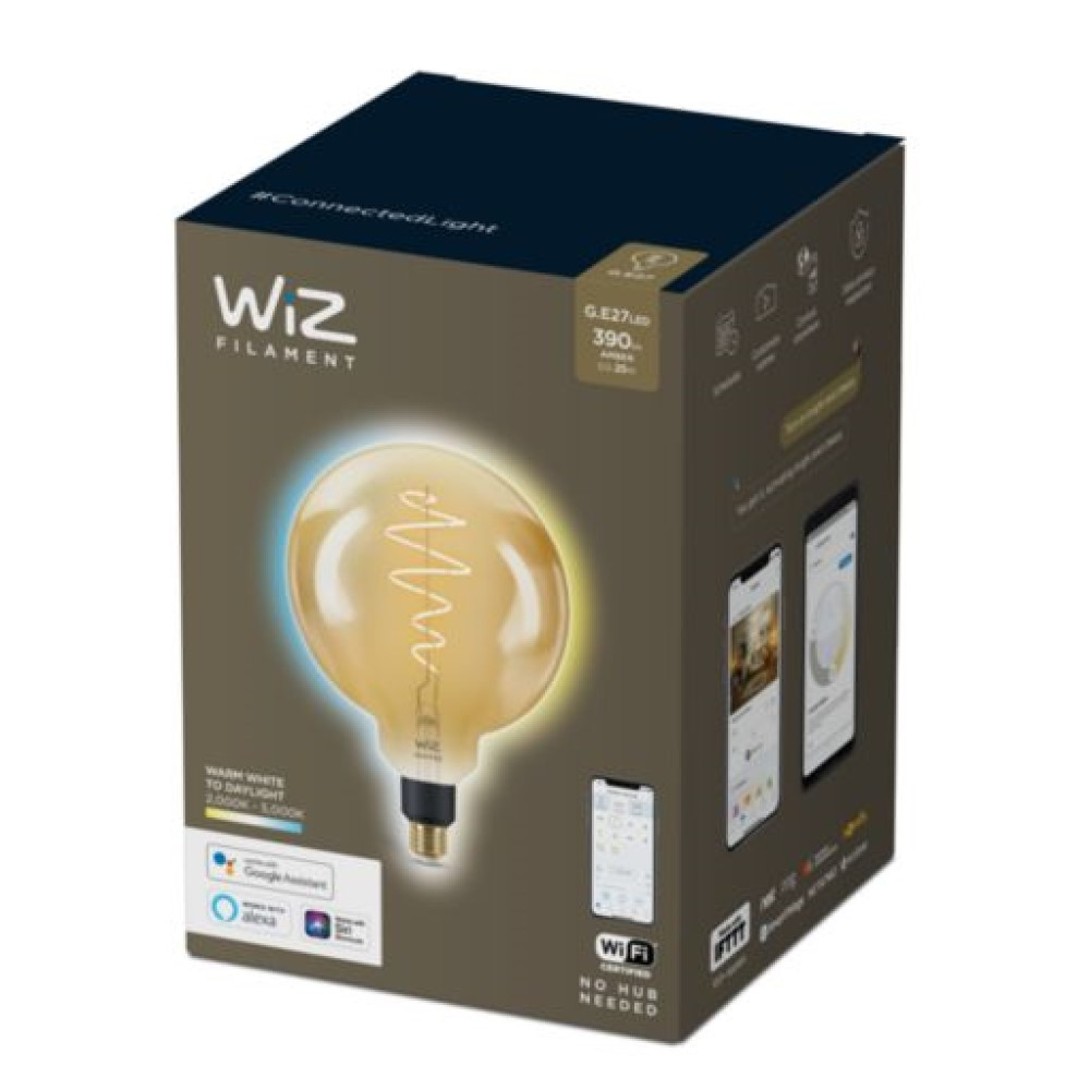 Bombilla inteligente - Wiz LED G200, 50W, Luz regulable, WiFi + Bluetooth, Control por voz, Multicolor