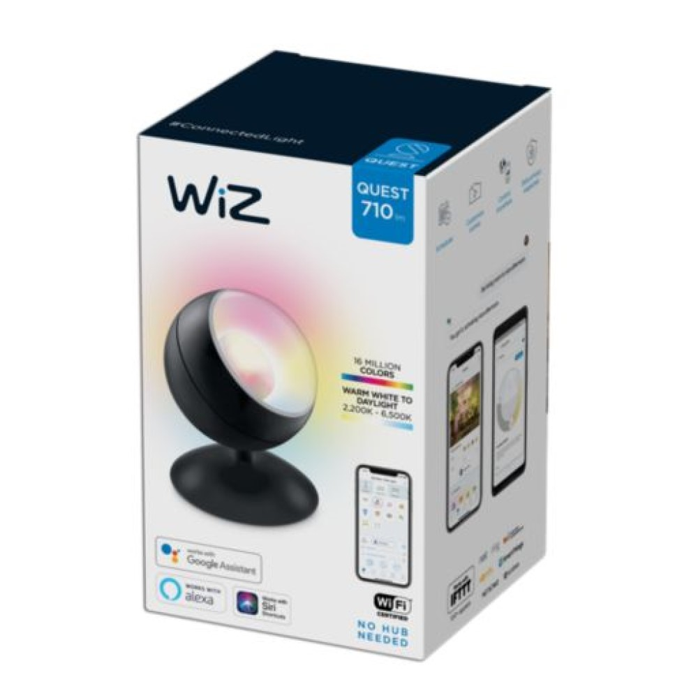 Lámpara inteligente - Wiz Quest, Wi-Fi, RGB, Wi-Fi, 16 millones colores, 710 lumens, Multicolor