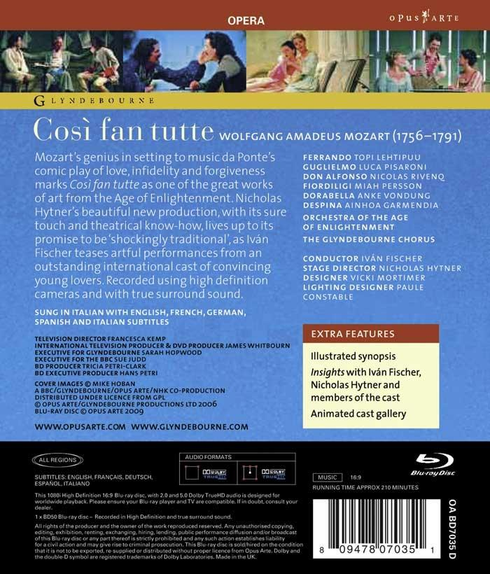 VARIOUS, Orchestra Of The Age Of Enlightenment, The Glyndenbourne Chorus - Cosi Fan Tutte  - (Blu-ray)