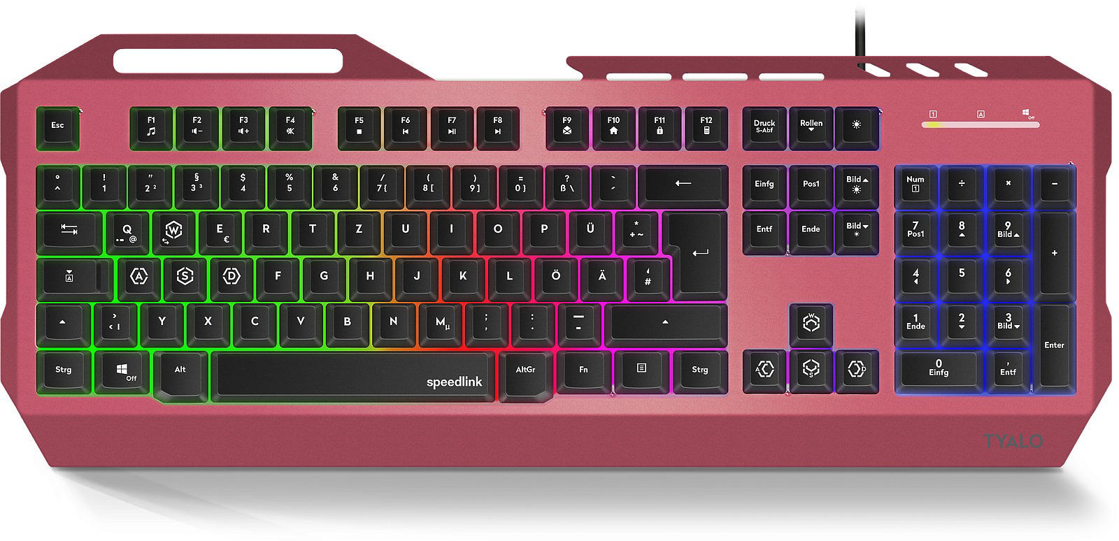 SPEEDLINK SL-670300-BY, Gaming Tastatur, Maus & Mauspad, Rubberdome, kabelgebunden, Berry