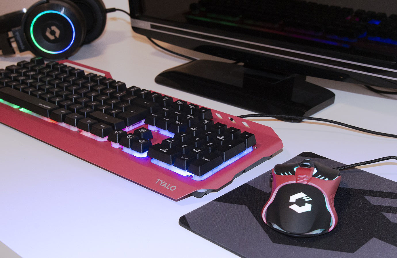 SPEEDLINK SL-670300-BY, Gaming Tastatur, Maus & Mauspad, Rubberdome, kabelgebunden, Berry