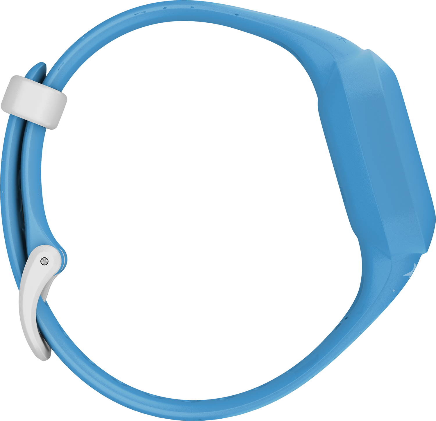 Blauwe smartwatch band met witte sluiting, cirkelvormig, geïsoleerd.