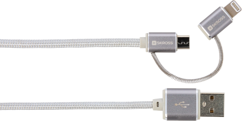 SKROSS Steel Line 2in1 Chargen Sync Micro USB & Lightning kábel 1m