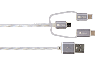 SKROSS Steel line 3in1 (Micro/Type-C/Lightning) 1m USB kábel