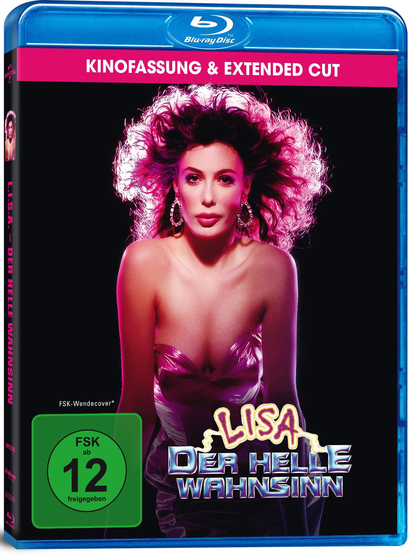 Blu-ray-Cover mit Frau in rosa Kleid, Titel: Lisa Der Helle Wahnsinn.