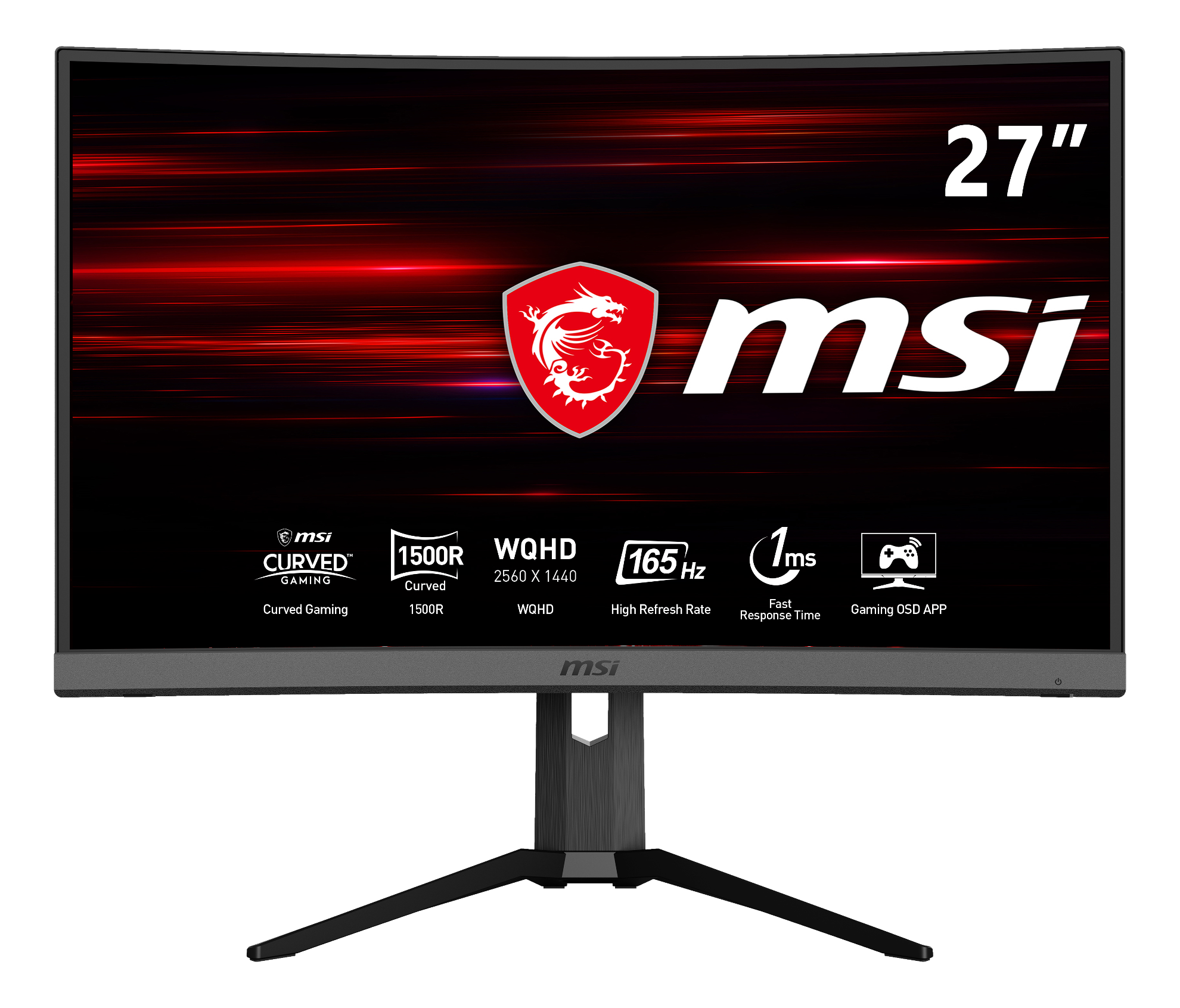 MSI Gaming Monitor Optix MAG272CQR, 27 Zoll WQHD, 165Hz, 1ms, VA, Schwarz (9S6-3CA66T-002)