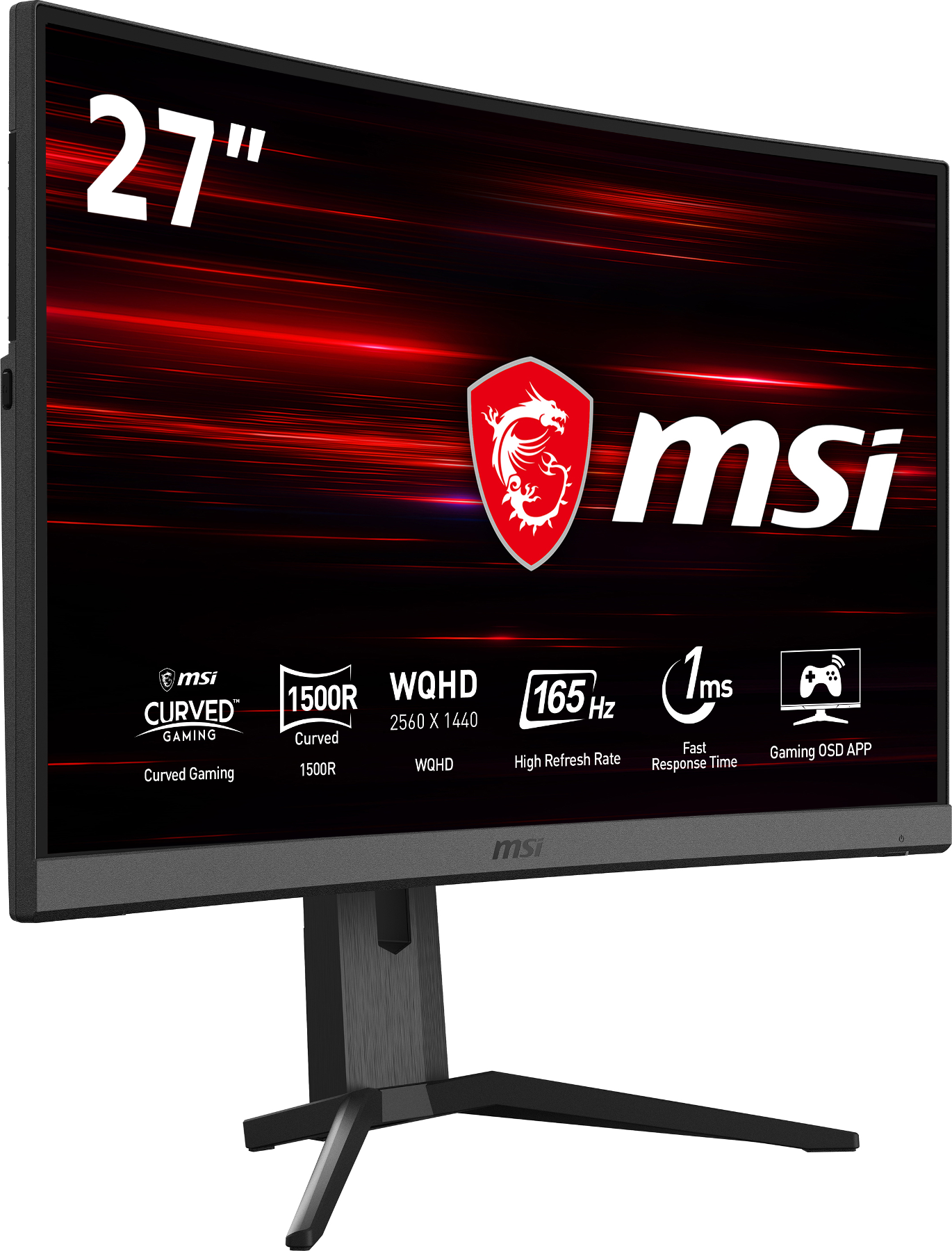 MSI Gaming Monitor Optix MAG272CQR, 27 Zoll WQHD, 165Hz, 1ms, VA, Schwarz (9S6-3CA66T-002)