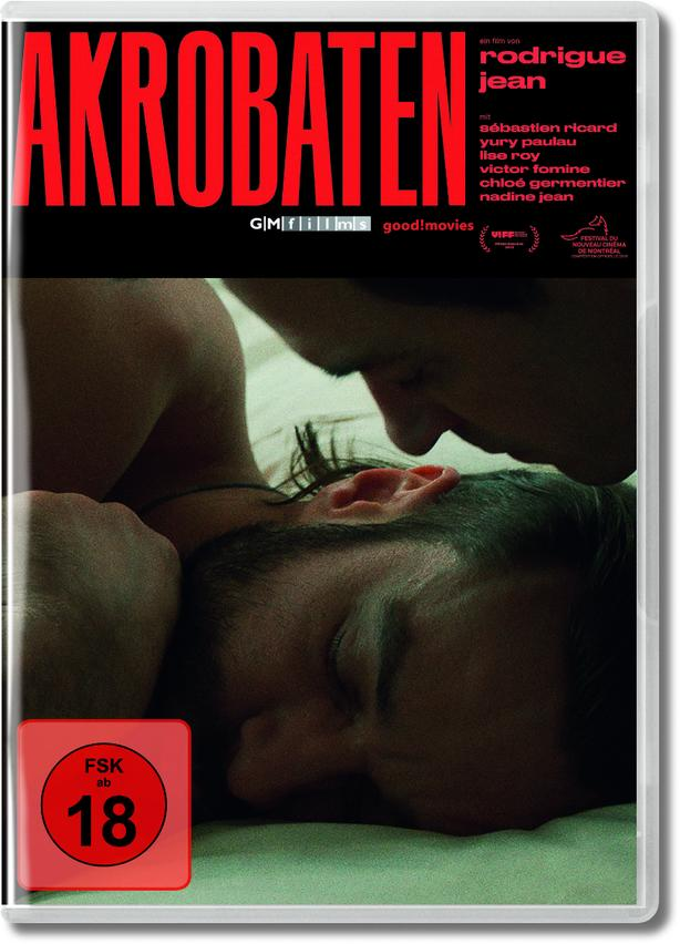 DVD-Cover: Zwei Männer umarmen sich. Roter Titel 'AKROBATEN'.