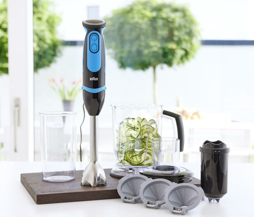 BRAUN MultiQuick 5 Vario Fit MQ 5264BKBL Shape Stabmixer Premium Schwarz/Blau (1000 Watt, 1.25 Liter Standmixer, 600 ml Mix- und Messbecher)