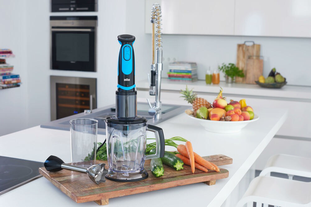 BRAUN MultiQuick 5 Vario Fit MQ 5264BKBL Shape Stabmixer Premium Schwarz/Blau (1000 Watt, 1.25 Liter Standmixer, 600 ml Mix- und Messbecher)