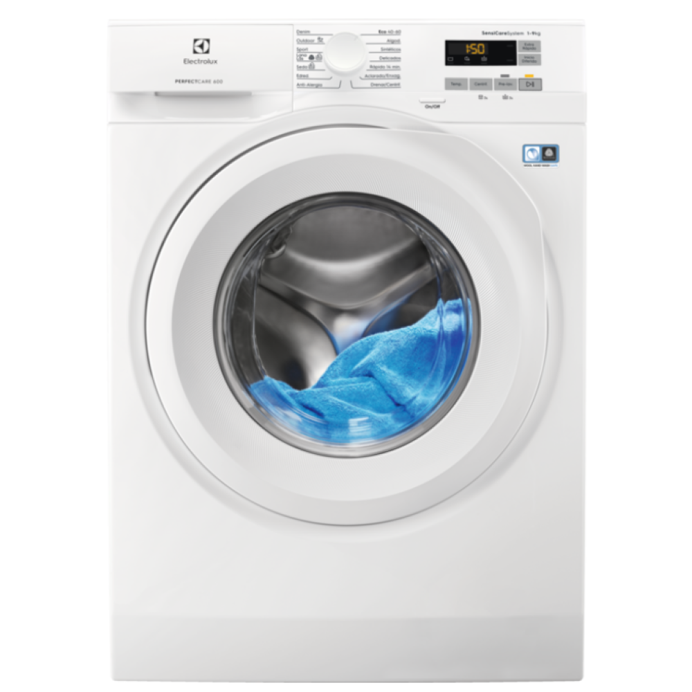 Lavadora carga frontal - Electrolux EW6F5922EF, 9 kg, 1200 rpm, 15 Programas, Blanco