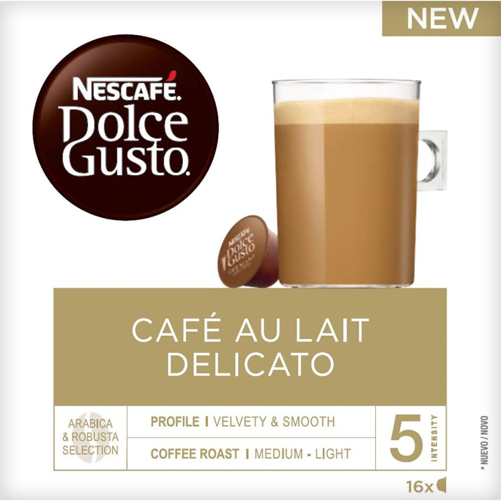 Café en cápsulas - Nescafé Dolce Gusto, Arábica y Robusto, 16 cápsulas