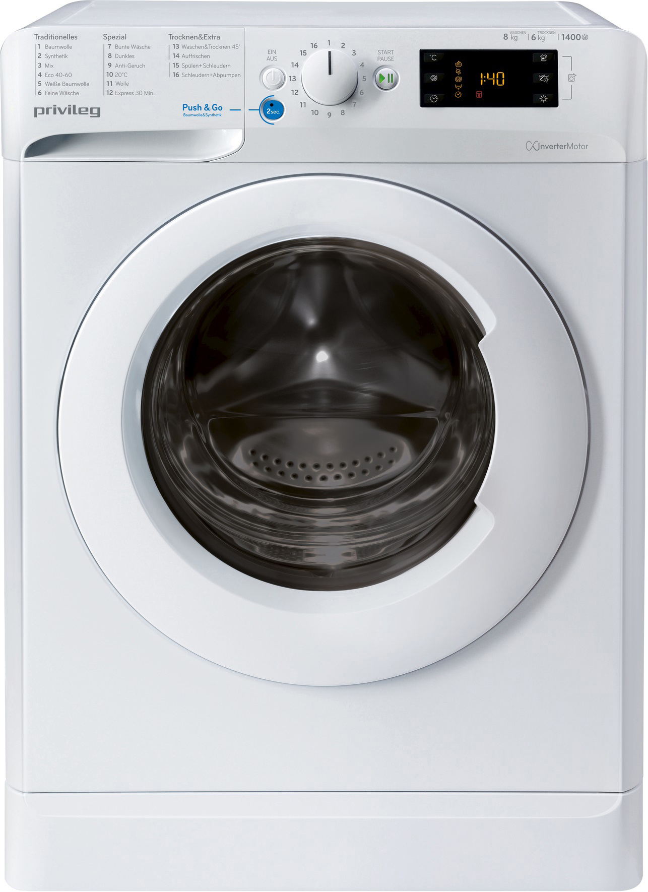 PRIVILEG PWWT X 86G4 DE N Waschtrockner (8 kg / 6 kg, 1351 U/Min.)