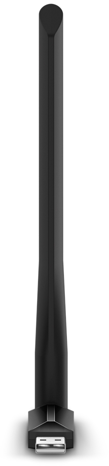 Fekete USB antenna. Hosszú és vékony, alján USB csatlakozóval.