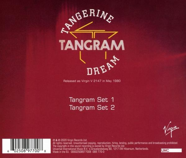 CD borító piros színben, Tangram Dream logóval. A szöveg részletezi a kiadási információkat és az album nevét.