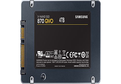 Disco duro interno 4 TB - Samsung 870 QVO MZ-77Q4T0BW, SSD, SATA 6, Para Windows, Gris
