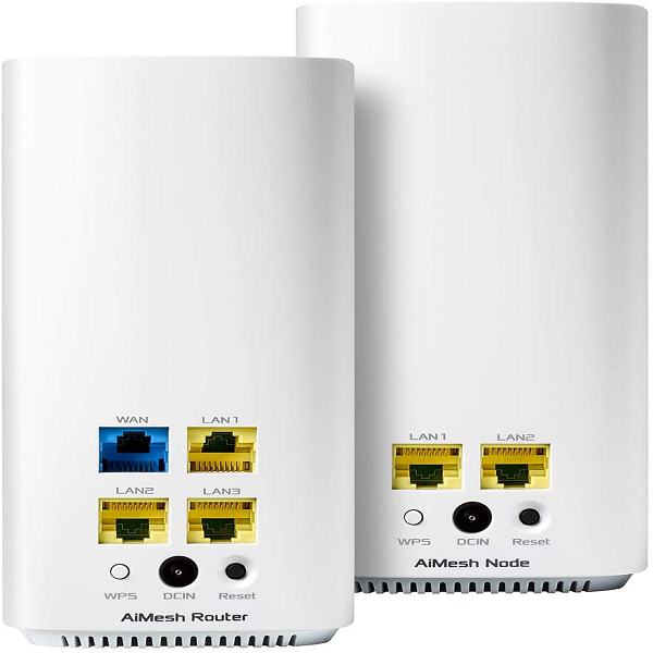 Router - ASUS ZenWifi CD6, Pack de 2 unidades, 1500 Mbps, MIMO, Blanco