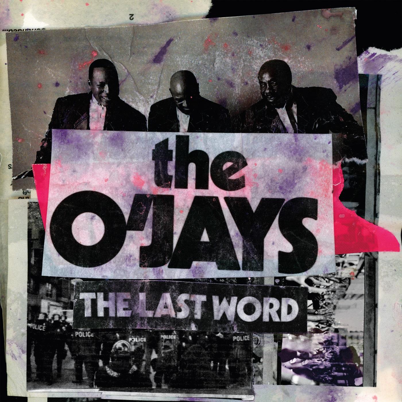 Albumcover von drei Männern. Der Hintergrund ist eine Collage aus Bildern und Text. Die Worte O'Jays sind sichtbar.