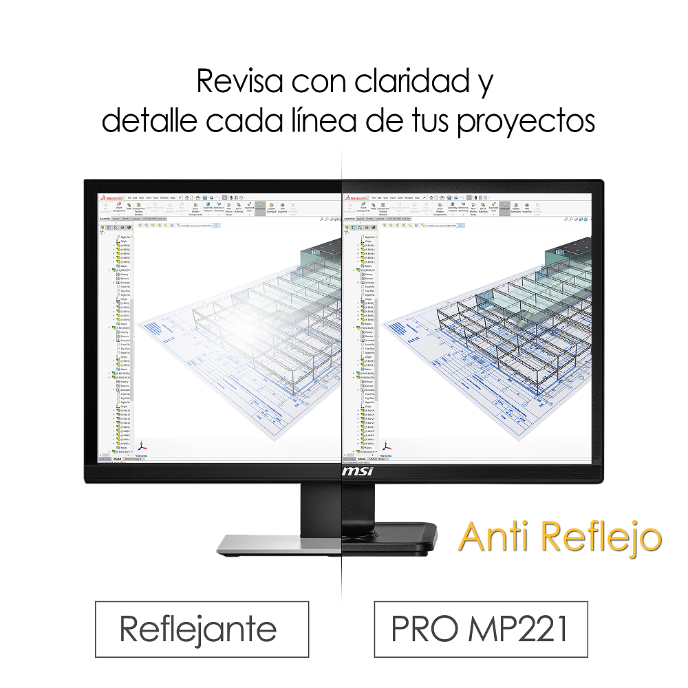Monitor - MSI PRO MP221, 21.5" Full-HD, 5 ms, 60 Hz, 1 HDMI (1.4) / 1 D-Sub (VGA), Negro
