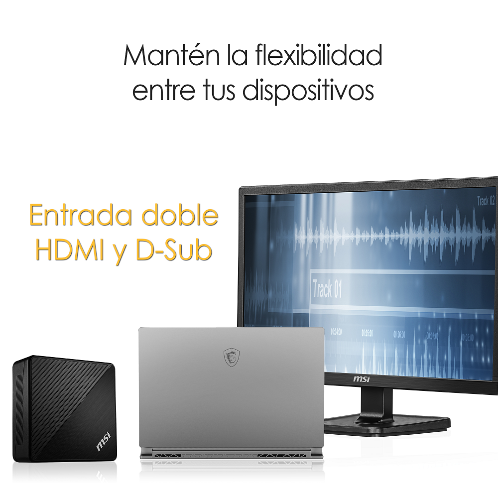 Monitor - MSI PRO MP221, 21.5" Full-HD, 5 ms, 60 Hz, 1 HDMI (1.4) / 1 D-Sub (VGA), Negro