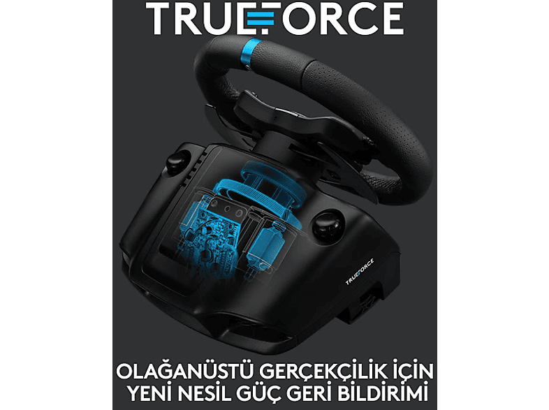 LOGITECH G G923 PS5, PS4 ve PC ile Uyumlu Yarış Direksiyonu ve Pedalları - Siyah_1