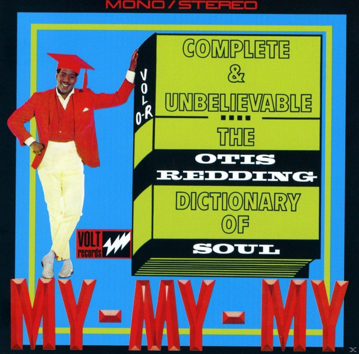 Pochette d'album : Otis Redding en costume rouge, titre 'Dictionary of Soul'.