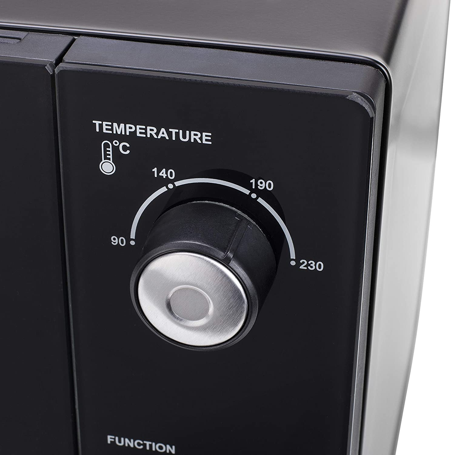 Mikrowellen-Temperaturregler zeigt 190 Grad Celsius an.