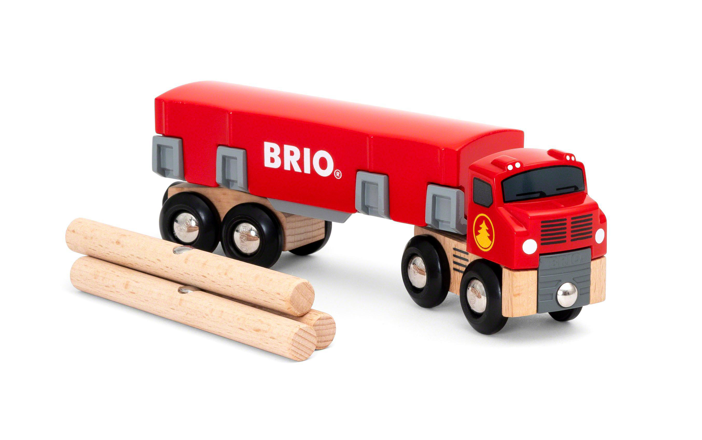 BRIO Holztransporter mit Magnetladung Spielzeugauto Rot/Mehrfarbig