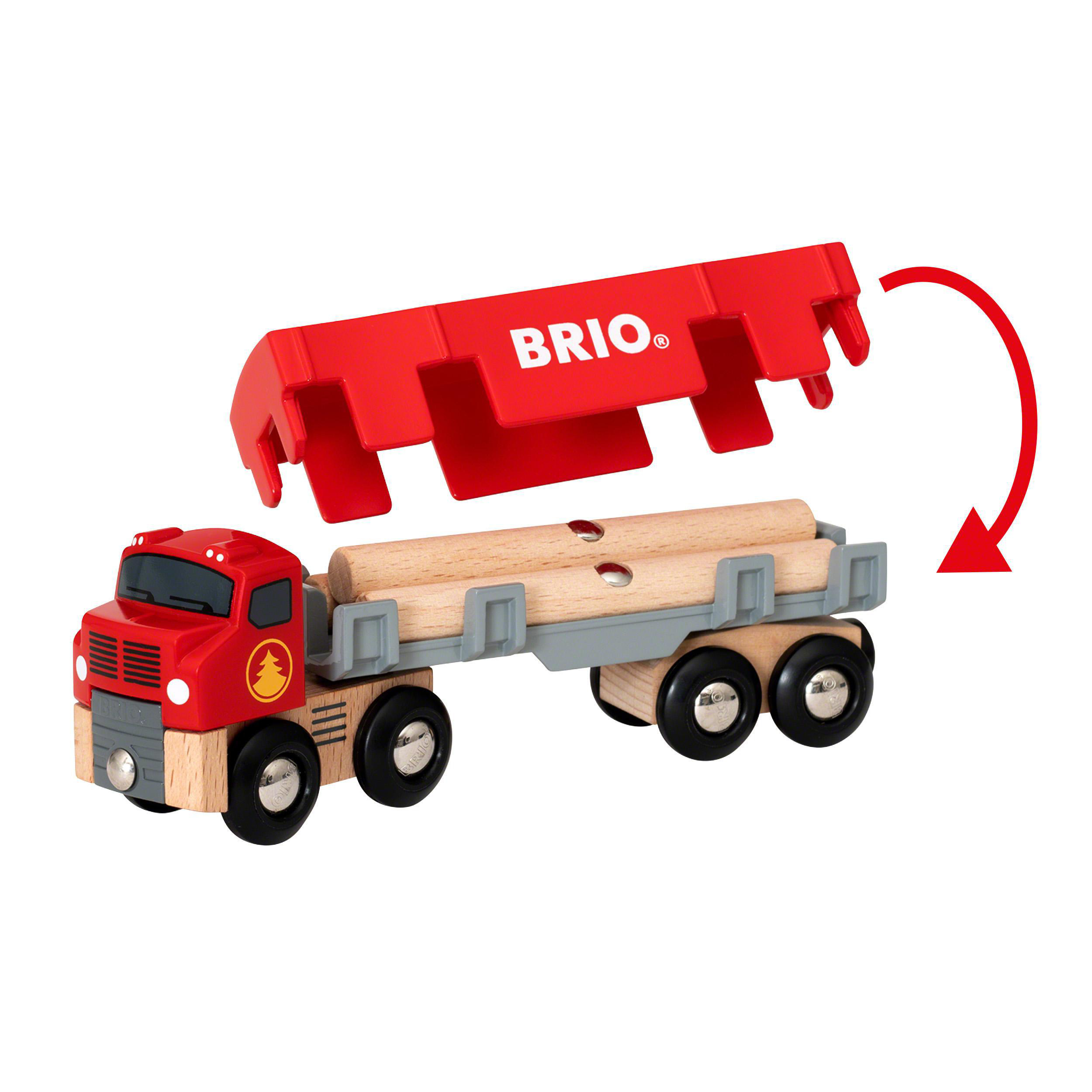 BRIO Holztransporter mit Magnetladung Spielzeugauto Rot/Mehrfarbig