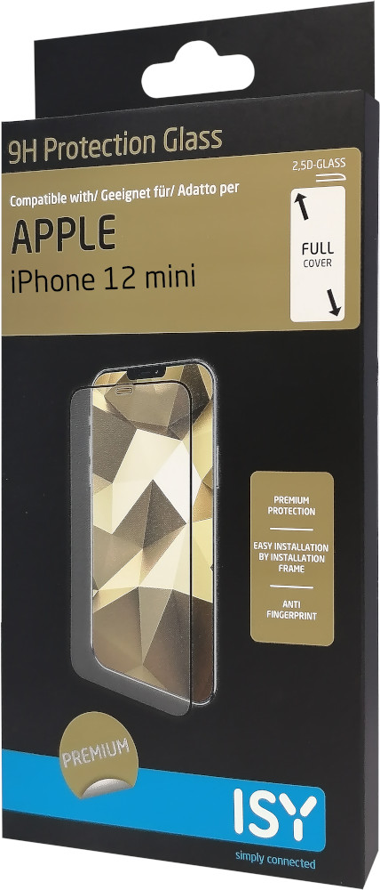 ISY Beschermglas tempered glass iPhone 12 Mini Zwart (ISY-5087-2.5D)