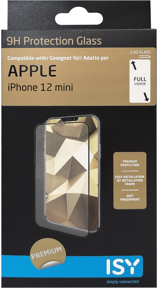 ISY Beschermglas tempered glass iPhone 12 Mini Zwart (ISY-5087-2.5D)